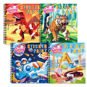 1PCS Sticker Book For Christmas Gifts Dinosaur Paint by Number Sticker Books for Toddlers Kids Montessori Educational Toy