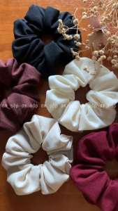 Scrunchies Vải Linen/ Muslin nhiều màu Cột tóc handmade chun 2 vòng co giãn buộc êm tóc hoạ tiết hoa nhí xinh xắn