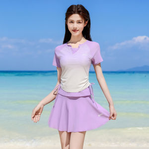 XTEP | Color Blocked Conservative Skirted Swimsuit Set