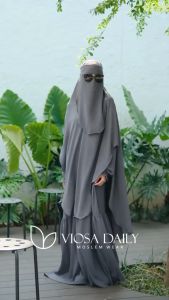 HIRA SET Abaya + Khimar Bandana Malay (Free Niqab Cadar)