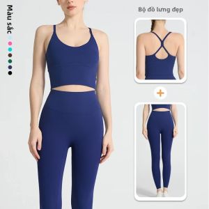 COZOK | Bộ Đồ Tập Yoga 2 Mảnh Hè Dành Cho Nữ Với Áo Thể Thao Lưng Chéo Và Quần Legging Co Giãn Cao Chất Liệu Nylon Dệt Kim Thích Hợp Cho Các Hoạt Động Giải Trí Ngoài Trời