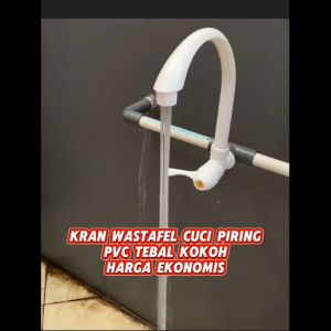 Kran Engkol Putar Angsa Plastik PVC 1/2 inch Wastafel Cuci Piring Keran Tembok Fleksibel Panjang