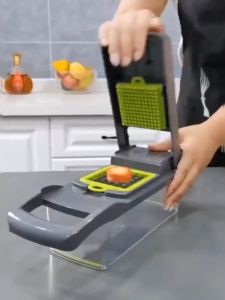 เครื่องตัดผัก 9 in 1 พร้อมตะกร้า หั่น/หั่น/หั่นเต๋า เสริมรสชาติสำหรับครัวเรือน เครื่องสับผัก เครื่องตัดผัก