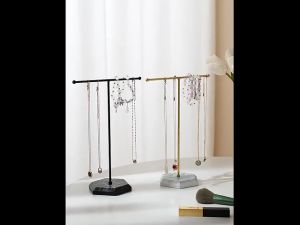 Jewelry Stand Display Necklace Holder T-Bar Plated Metal Tabletop Jewelry Organizer Rack