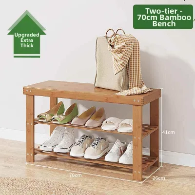 Jinluohe | Nan Bamboo Integrated Shoe Rack and Bench Coat Stand Simple Entryway Furniture
