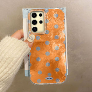 Korean Brown Circular Dots Women Girls Phone Case For Samsung Galaxy S24 S22 S23 S25 Edge S21 Plus S20 FE Ultra Shell TPU Cover