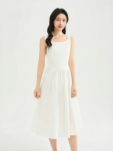 SANFU | Elegant Square Collar High Waist A-Line Summer Womens Dress
