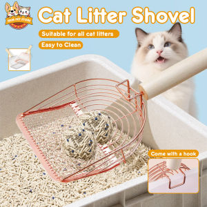Elegant Stainless Steel Cat Litter Scoop with Hook Non-Stick Pet Sand Shovel Easy Clean Poop Scooper