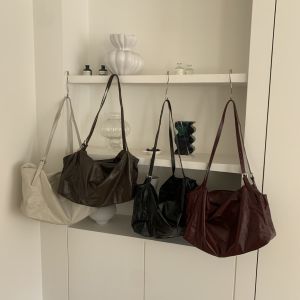 Retro American Style PU Soft Leather Single Shoulder Bag Trendy Cool Commuter Tote Pillow Shaped Womens Handbag