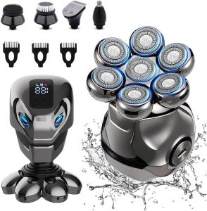 Máy Cạo Râu Điện 7D Cho Nam Đa Chức Năng Loại Cạo Đầu Trọc Bộ Dụng Cụ Chăm Sóc Da Chống Nước Sạc USB Type-C Không Dây 6 Trong 1