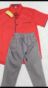 Kemeja anak laki-laki celana cinos premium merah stelan kemeja anak usia 0-12 tahun bahan premium