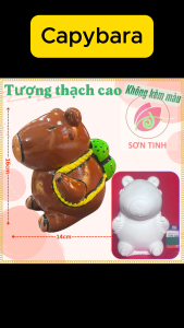 Tượng thạch cao trắng Capybara đeo cặp M82 (Không kèm màu) Bé Tô Màu Tô Tượng trò chơi trẻ em