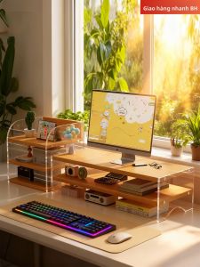 evesigar | Height Adjustable Monitor Stand Display Lift Desk Organizer