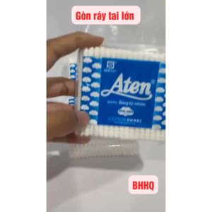 Combo 12 gói gòn ráy tai lớn thân nhựa Aten tăm bông vệ sinh tai trang điểm gòn ráy tai lớn thân nhựa trắng an toàn .