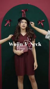 Yoenik Apparel Wojin V-neck Dress Vest Bordir Bunga Korean Look Kekinian