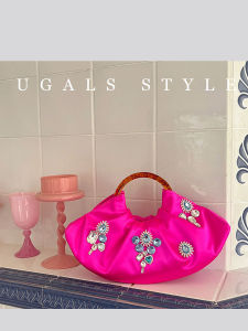 UGALS | Shiny Glitter Rhinestone Crinkled Silk Evening Clutch