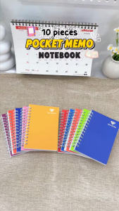 FCI D-A7 Pocket Memo Spiral Notebook ASSORTED COLORS ( 10 Pcs in 1 Set ) 80 Leaves Size 8.4x12.4cm Mini Portable Pocket Book.