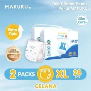 2 PACK MAKUKU SAP Diapers Slim Care Pants XL Popok Bayi Tipis