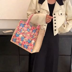 Yapak Gamie Large Capacity Canvas Tote Bag Fashionable Bear Tote Bag
