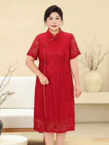 Elegant Lace Cheongsam Style Wedding Dress for Mothers-In-Law Summer New Arrival Mid-Length Casual Smart Loose Fit Dresses