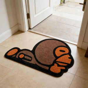 VIKAMA Cartoon Monkey Irregular Rug Soft Washable Living Room Bathroom Entry Door Mat Childrens Bedroom Carpet Home Decor