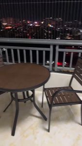 Bàn Ghế Sân Vườn Ngoài Trời HT-D80 Polywood - Khung Bàn Chất Liệu Nhôm Đúc Sơn Tĩnh Điện Mặt Bàn và Ghế Chất Liệu Polywood Không Sợ Han Gỉ Oxi Hóa