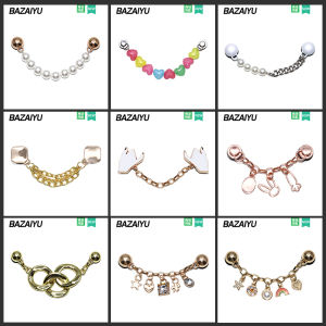 BA Little Fish Hole Shoes Accessories Classy Shoe Buckle Accessories Metal Pearl Chain Shoe Ornament Fit Crocs/Cross