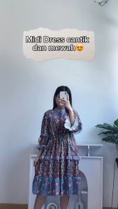 [Basica Moda] 6950 Gaun Dress Mini Wanita Montera Motif Floral Import