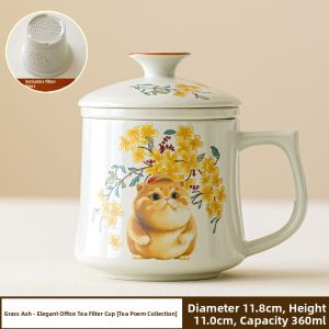 SHUANGYU | Tea Separation Ceramic Cup with Lid