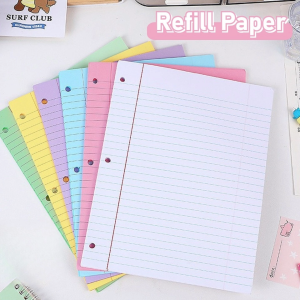 Colored Refill Paper Binder Notebook Refill Paper 200 Sheets 3 Holes Loose-Leaf Notebook Spiral Binder Paper