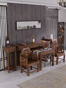 Rosewood Door Frame Middle Hall Four-Piece Solid Wood in Chinese Antique Style Living Room Strip Desk Altar Rural Hall Six-Piece Set