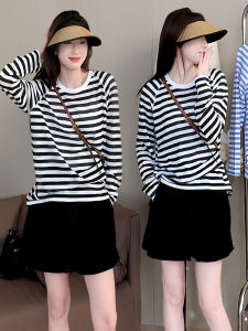 Korean Style Casual Loose Stripe Thin Sun-Protective Long Sleeve T-Shirt