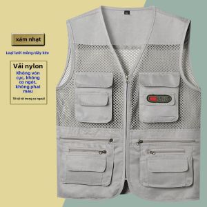 Áo Vest Lưới Mỏng Mùa Hè Cho Nam Áo Khoác Ngoài Thường Ngày Chống Thấm Nước Chống Bụi Chống Tĩnh Điện Áo Khoác Ngoài Chụp Ảnh Leo Núi