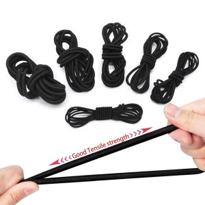 5Meters Black Elastic Cord Elastic String Bungee Cord Round Stretchy Cord Bungee Rope Multifunctional Drawstring Elastic for Backpack Tent DIY Craft Projects Camping