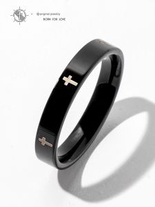 SHISHANGMEIDI | Single Black Fashion Titanium Steel Cross Ring