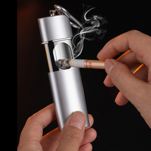 Gạt tàn mini kim loại bóng trơn có móc khóa YF838