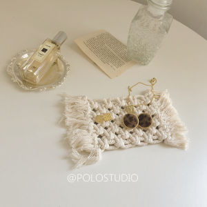 Tấm Lót Cốc Thủ Công Bằng Sợi Cotton Tấm Lót Bàn Nhỏ Phong Cách Bohemian Phụ Kiện Chụp Ảnh Tấm Lót Bàn Vuông Bằng Vải