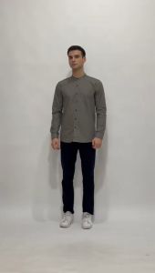 Vanfive Kemeja Pria Shanghai Polos Panjang Abu Tua 1294A