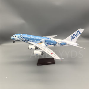 1/160 Scale 47CM Japan Air ANA Airbus A380 Model Plane Cartoon Sea Turtle Airlines Blue Diecast Airplane Toys For Child Display