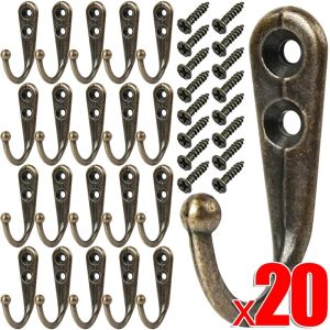 20Pcs Vintage Hooks Small Antique Wall Hanger Curved Buckle Horn Lock Clasp Hook For Wooden Jewelry Box Furniture Home Decor