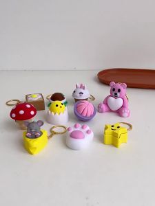 Cute Button Clicker Keychain Fidget Stress Relief Keyring Decompression Click Toy Key Holder Gift