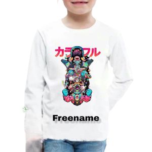 Baju anak karafurus lengan panjang kaos animasi free name