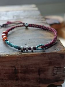 Handmade 925 Silver South Red Agate Peace Knot Bracelet Horse Year Lucky Red Rope Bracelet Couples Ethnic Style Fashion Jewelry