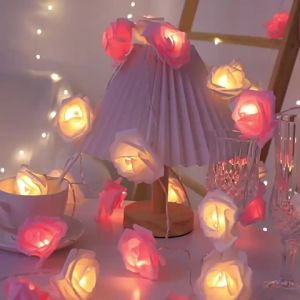 LED Flower String Lights Artificial Flower Rose Bouquet Romantic Lamp Fairy Light Garland for Wedding Valentines Day Decor
