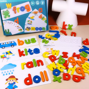 52 pcs alphabet + 28 pcs flash card Spelling Game picture & word montessori kids toy puzzle animal abc vocabulary gift