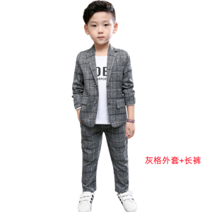 Boys Three-Piece Suit Casual Stylish British Style Spring Autumn Plaid Patterned Childrens Formal Wear Polyester Fiber