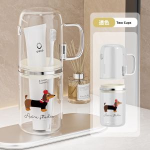 Portable Three-in-One Travel Toothbrush Set Children Students Transparent Washing Cup Toothpaste Cup Dormitory Outing