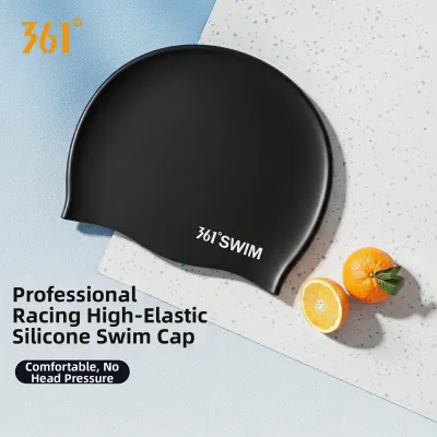 361° | Comfortable Silicone Swim Cap for Long Hair Men Large