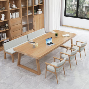 Scandinavian Solid Wood Living Room Large Desk Minimalist Double Study Table Home Desk Calligraphy Desk Workbench Computer Desk