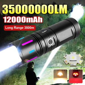 800W Ultra Powerful Led Flashlight Long Shot 3km Torch Built-in 10000mAh Rechargeable Light Super Bright Outdoor Camping Lantern